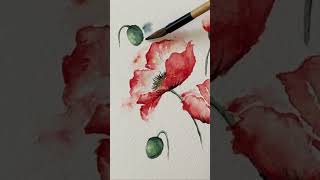 Watercolor Poppies Tutorial Full length tutorial with explanation on sunsetpeonies [upl. by Rhianon]