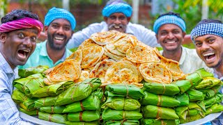 KIZHI PAROTTA  Banana Leaf Parotta Recipe Cooking In Village  Soft Layered Mutton Kizhi Parotta [upl. by Yde]