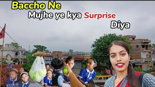 Baccho ne mujhe Ye kya surprise Diya  Bacche barish me kese jayege ghr  school vlog  vlog video [upl. by Tate]