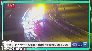 Multiple parts of I275 in Tampa closed after crash involving serious injuries police say [upl. by Nonarb842]