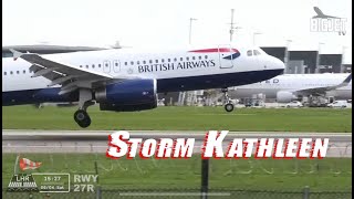 LIVE StormKathleen at London Heathrow Airport [upl. by Aener616]