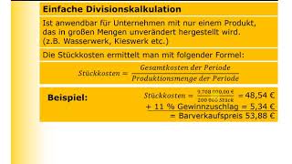 KLR  Kostenrechnung  Divisionskalkulation [upl. by Elrebmik]