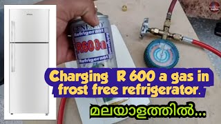 Gas charging  frostfree  doubledoor fridge refrigeration  R600a  refrigerant [upl. by Aivatnuahs]