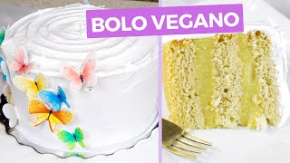 BOLO BRANCO de ANIVERSÁRIO VEGANO fofinho e DELICIOSO [upl. by Olag]