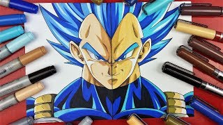 ✖️ COPIC MARKERS vs BRUSHMARKER PRO ✖️Vegeta Beyond SSj Blue  TolgArt [upl. by Crystie671]