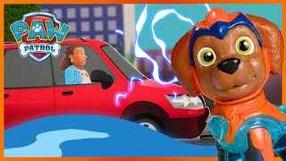 Mighty Pups Clean the Slippery Streets  PAW Patrol  Toy Play Episode for Kids [upl. by Anilatac]