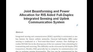 Joint Beamforming and Power Allocation for RIS Aided Full Duplex Integrated Sensing and Uplink Commu [upl. by Ynahpets453]