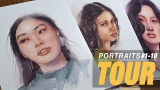 WATERCOLOR PAINTING TOUR  Portraits 110 [upl. by Chilson]