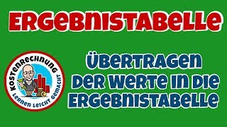 Ergebnistabelle Teil 1  Übertragen der Werte aus dem GuV in die Ergebnistabelle [upl. by Oap841]