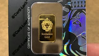 scottsdale mint gold bar 5 gramsAPMEX unboxing [upl. by Hillegass778]