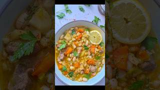 Brothy chunky Leek Lamb amp Bean Soup food mediterraneandiet shorts [upl. by Debi]