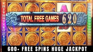 INSANE MASSIVE HANDPAY JACKPOT ON MAYAN CHIEF SLOT MACHINE OVER 600 FREE SPINS MAX BET [upl. by Aiynot]