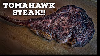 Tomahawk Ribeye Steak  Reverse Seared Tomahawk On A Pellet Grill [upl. by Auqenwahs]