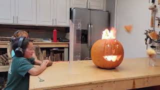 Pumpkin Explosion Dangerous Calcium Carbide Reaction [upl. by Frayda]