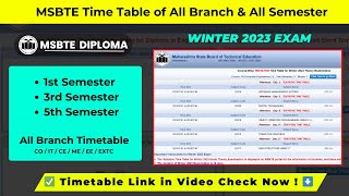 MSBTE Winter 2023 Timetable  MSBTE Diploma All Branch  MSBTE New Update 2023  MSBTE Timetable [upl. by Campagna]