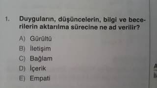 Bireylerarası iletişim Ünite 1 Sınav Soruları 1 Bölüm [upl. by Mancino]