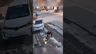 Accidental Car Crash Turns Giant Concrete Ball into Epic Game of Curling [upl. by Stephanus]