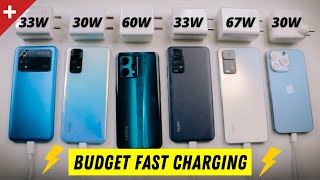 Budget Fast Charging Phone in India 67 vs 60 vs 33 vs 30 Watts Charging Test 🔥 [upl. by Nosila]