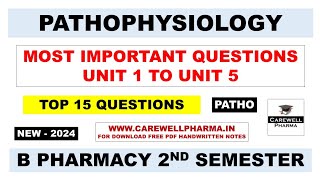 Pathophysiology b pharm 2nd semester important questions  Carewell pharma [upl. by Andromada735]