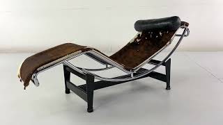 Le Corbusier Mid Century LC4 Cowhide Chaise Lounge Chair [upl. by Llednyl823]