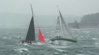 Rolex Fastnet Race 2023 at Hurst Castle  Lively conditions gusting Force 9 [upl. by Coralyn]