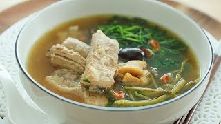 Watercress Soup Chinese Recipe with Pork Ribs  西洋菜排骨汤 [upl. by Elleirua]