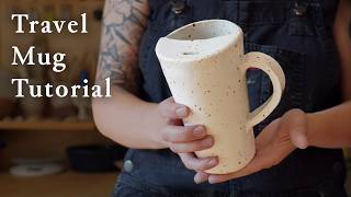 Slab pottery Travel Mug tutorial with template [upl. by Romilda]