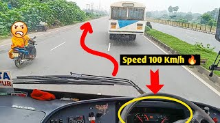 A Crazy Inexperience Bus Driver Hard Braking Suddenly In High Speed Which Leads Accident Situation [upl. by Elephus755]