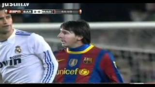 Ricardo Carvalho elbows Messi [upl. by Nomzzaj]