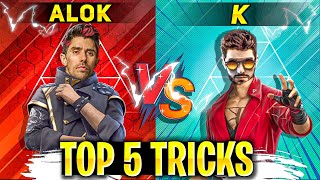 ALOK VS K कोन BEST है TOP  5 TIPS AND TRICKSWHO IS BEST IN FREE FIRE  ALOK VS K CHARACTER [upl. by Willner]