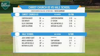 Public Schools Association WA  First XI  Round 14  Christ Church GS v Hale School  Day 2 [upl. by Cyprus]