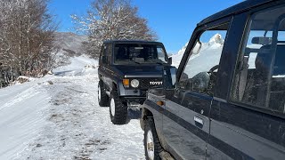 Uscita off road 4x4 sulla neve toyota lj 70 e suzuki samurai [upl. by Rorry]