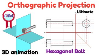 How to Draw a Hexagonal Bolt Orthographic Projection Tutorial [upl. by Ahsaz145]