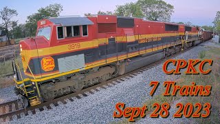 CPKC 7 Trains past Live Train Cam Sept 28 2023 [upl. by Nesyrb]