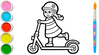 Scooter Drawing Painting Coloring for Kids amp Toddlers  How to Draw Paint Basics 238 [upl. by Anerda]