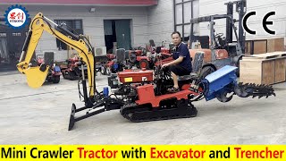 Mini Crawler Tractor with Excavator and Chain Trencher [upl. by Wain994]