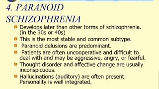 Schizophrenia  part 2 types of schizophreniamanagement of schizophreniareuben [upl. by Ecnar212]