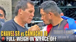 JULIO CESAR CHAVEZ SR VS HECTOR MACHO CAMACHO JR FULL WEIGH IN amp FACE OFF SHOW [upl. by Atworth]