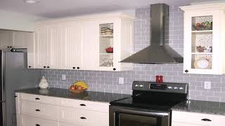 White Kitchen Cabinets With Grey Subway Tile Backsplash [upl. by Etessil]