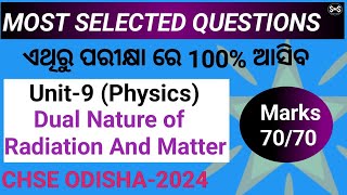 Dual nature of Radiation and matter Most important Question for CHSE2024  2 physics Selection [upl. by Brunell46]