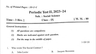 Class9 SST Social Science  PT2 Half Yearly Exam Question Paper  CBSE  KV periodic Test 2 [upl. by Sherburne]