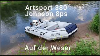 Schlauchboot Artsport 380 8Ps johnson Auf der Weser [upl. by Sudnak]