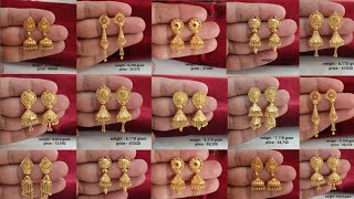 latest light weight gold Jhumki earrings designs 2024 with weight amp price  new Jhumki earrings [upl. by Maurreen]