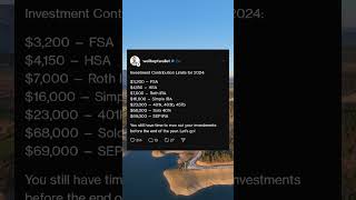 Investment Contribution Limits For 2024 Dont Forget to Max Out Your Accounts [upl. by Kcolttam]