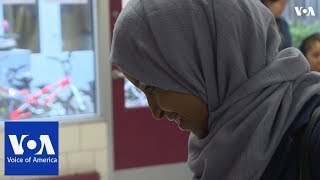 SomaliAmerican candidate for Congress Ilhan Omar votes in primary [upl. by Hgieliak902]