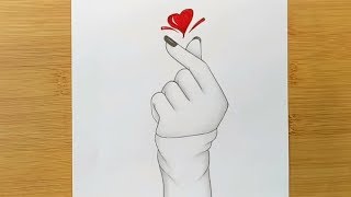 How to draw a Tumblr Korean HeartGirl Hand Love Icon [upl. by Ttenaj]