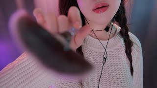 ASMR Brushing You😴🖌️ Inaudible Whispering 18 Face and Ear Brushing Slow Low Light [upl. by Atsirhc218]