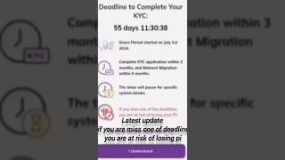 Pi Network New Update Today  Deadline Migration KYC  KYC Timer paused update migration shorts [upl. by Brufsky986]
