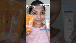 Lotus VS Neutrogena Sunscreen 🌞 Best Sunscreen shorts youtubeshorts sunscreen summer makeup [upl. by Ojillib]