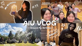 【AIU Vlog】国際教養大学での初めての誕生日🍰外での授業🌿テスト勉強✏️バドミントン🏸  Events Around My Birthday At AIU [upl. by Attirehs]